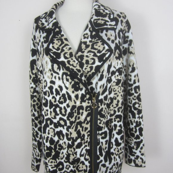 New Belldini Animal Print Moto Zip Front Cardigan Sweater Women's 2X - Picture 2 of 6
